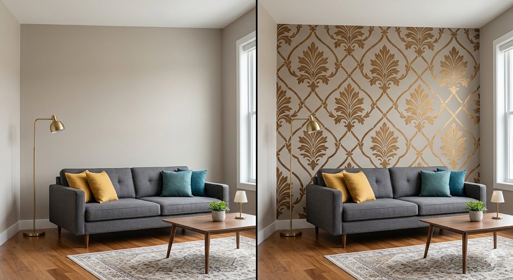 Stencil Wall Design Stencil Wall Design - Designer Texture Painting Thane Mumbai Thane